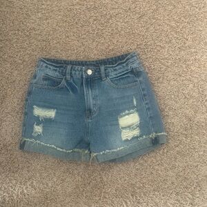 SHEIN Blue Distressed Jean Shorts